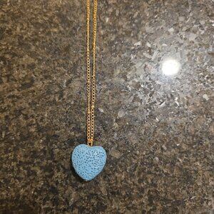 Lava Stone Heart Diffuser Necklace on Gold Tone Chain